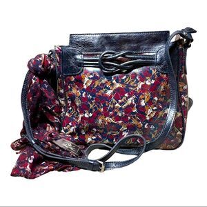 NEW Patricia Nash Scarlet Bloom Antilly Leather Sling Bag Navy Floral Crossbody